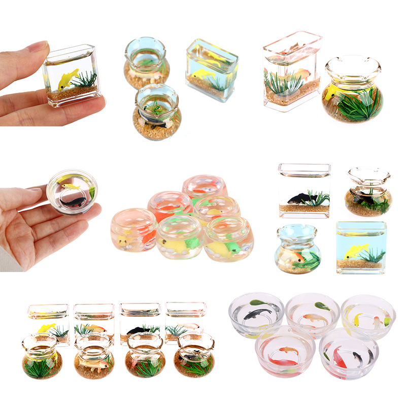 Aquarium Fish In Bowl - 1/12 Lovely Dollhouse Miniature Glass Fish