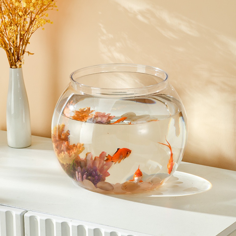 Aquarium Fish In Bowl - Home Decor Clear Transparent Round Fish