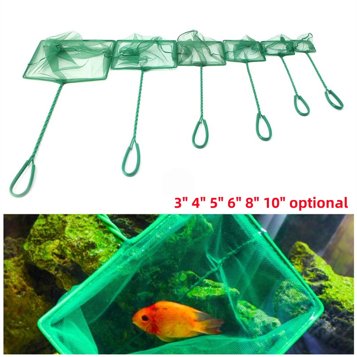 Aquarium Fish Maintenance - 3~10 Inch Portable Nylon Green Fish