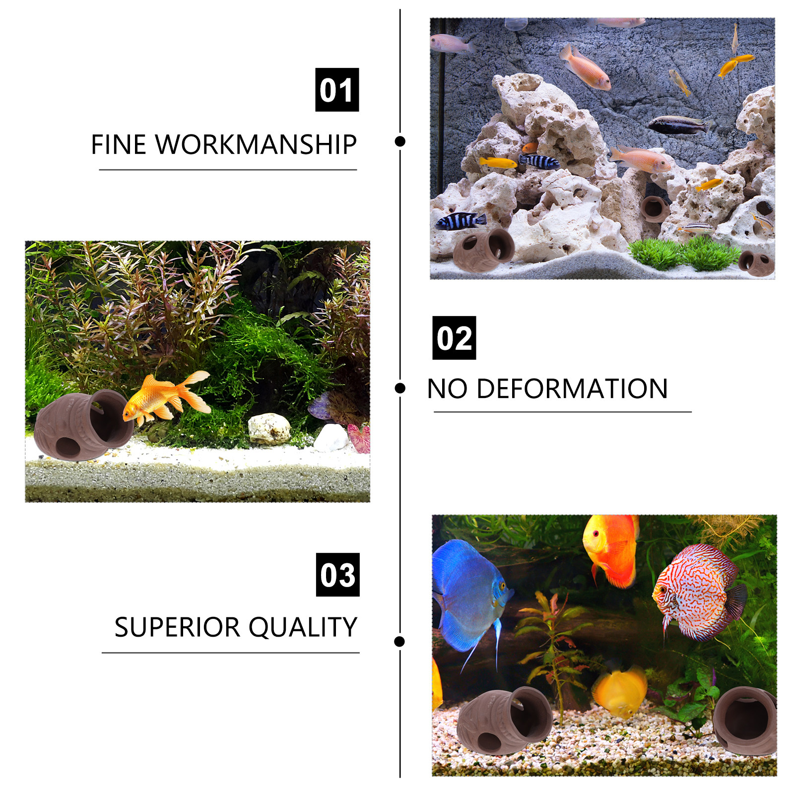 3Pcs Fish Shelter Vase Shape A - Aquarium Fish Unique recensione e prezzo